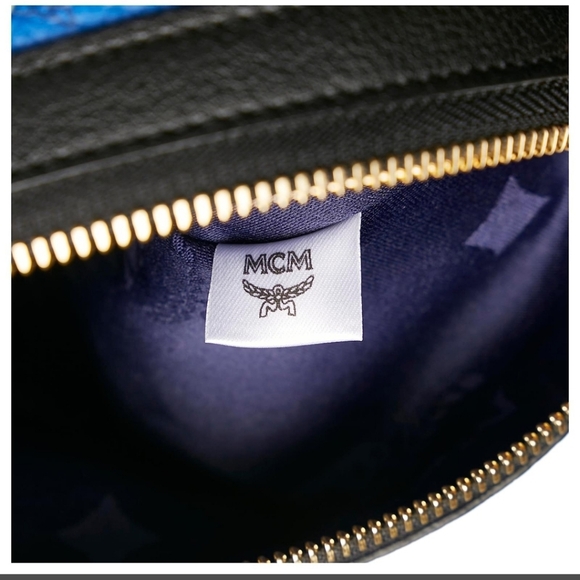 MCM Limited Edition Blue Floral Clutch with Yellow Accents, NWOT - Picture 5 of 8